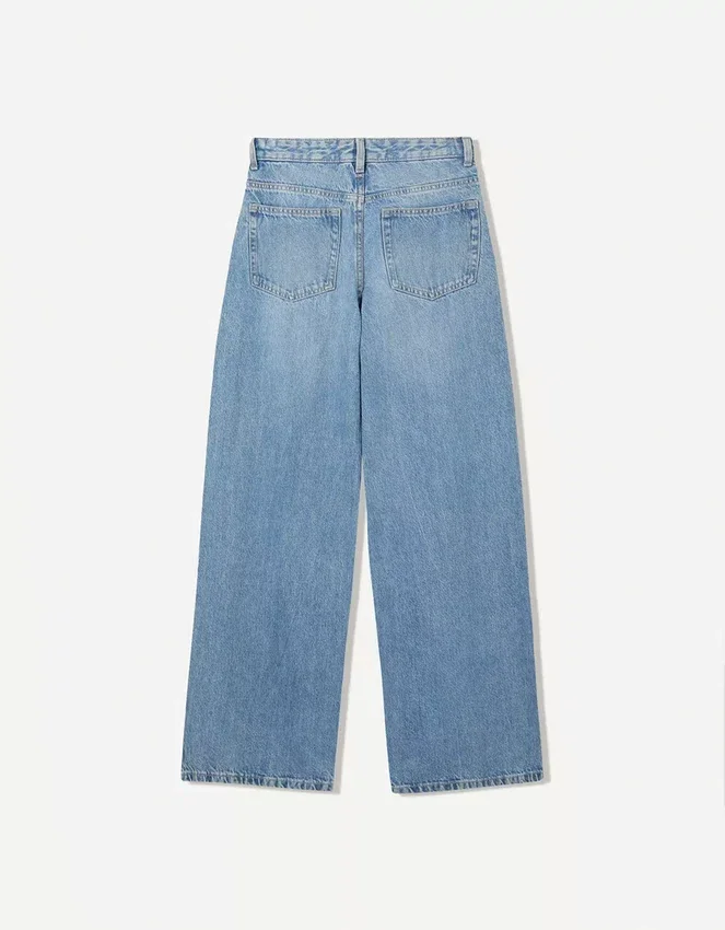 Vaqueros de cintura alta y pierna Wide Leg con cruz en la cintura – Pantalones Vaqueros de cintura alta y pierna Wide Leg con cruz en la cintura – Pantalones