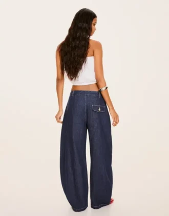 Vaqueros de talle bajo con corte globo retorcido Fit – Pantalones Vaqueros de talle bajo con corte globo retorcido Fit – Pantalones