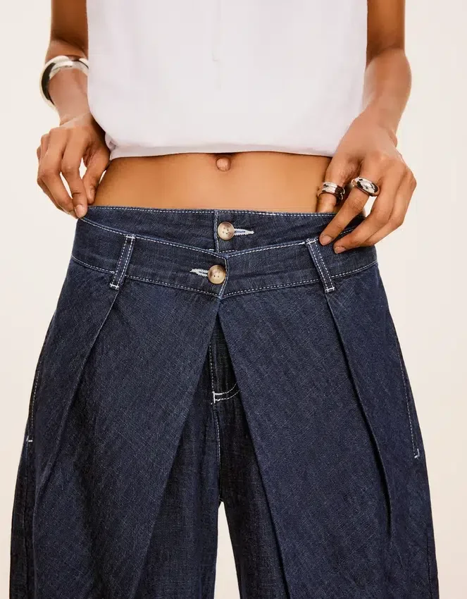 Vaqueros de talle bajo con corte globo retorcido Fit – Pantalones Vaqueros de talle bajo con corte globo retorcido Fit – Pantalones