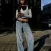 Vaqueros de tiro bajo y pierna ancha – Pantalones Vaqueros de tiro bajo y pierna ancha – Pantalones