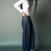 Vaqueros holgados de talle bajo con bajo remangado – Pantalones Vaqueros holgados de talle bajo con bajo remangado – Pantalones