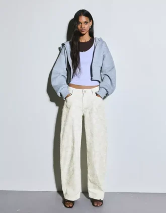 Vaqueros holgados de talle bajo con estampado de barril – Pantalones
