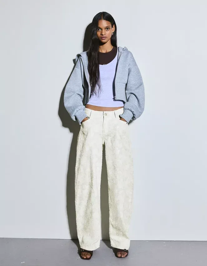 Vaqueros holgados de talle bajo con estampado de barril – Pantalones Vaqueros holgados de talle bajo con estampado de barril – Pantalones
