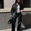 Chaqueta de Denim corta con efecto globo – Chaquetas y gabardinas Chaqueta de Denim corta con efecto globo – Chaquetas y gabardinas