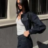 Chaqueta de Denim corta con efecto globo – Chaquetas y gabardinas Chaqueta de Denim corta con efecto globo – Chaquetas y gabardinas