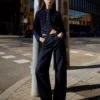 Vaqueros rectos de cintura alta y pierna Wide Leg – Pantalones – Mujer Vaqueros rectos de cintura alta y pierna Wide Leg – Pantalones – Mujer