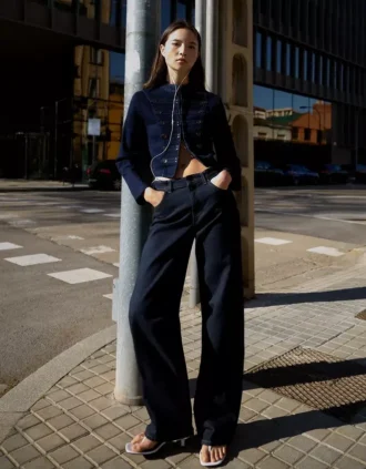 Vaqueros rectos de cintura alta y pierna Wide Leg – Pantalones – Mujer