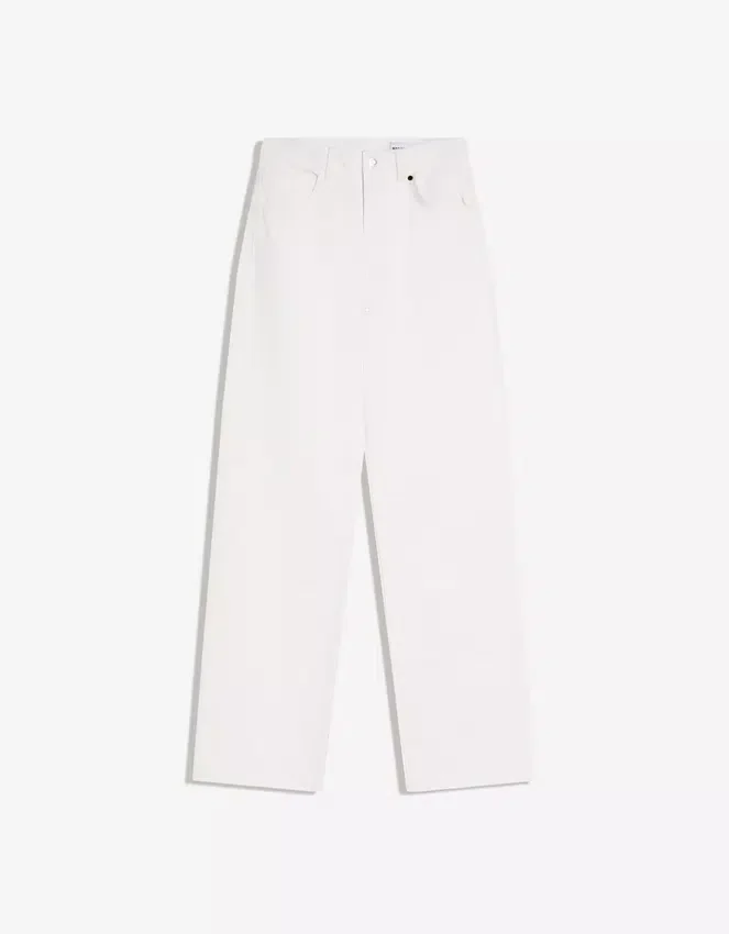 Vaqueros rectos de cintura alta y pierna Wide Leg – Pantalones – Mujer Vaqueros rectos de cintura alta y pierna Wide Leg – Pantalones – Mujer
