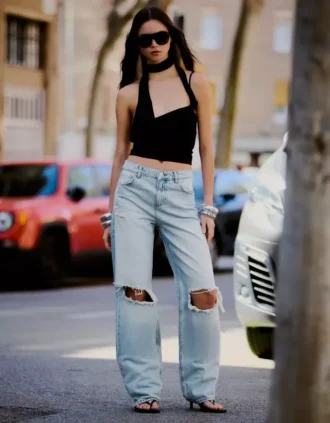 Vaqueros rotos de cintura alta y pierna Wide Leg