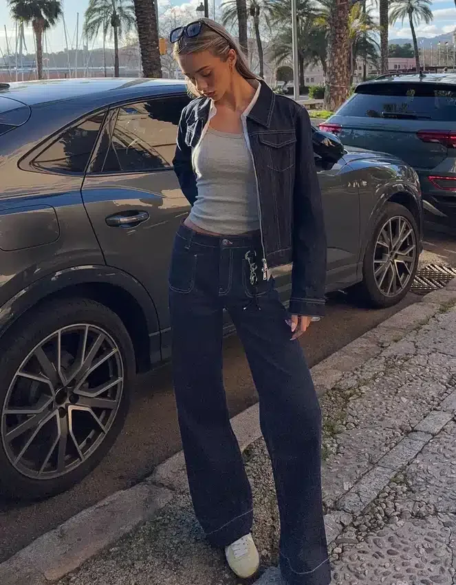 Vaqueros sin costuras de cintura alta y pierna Wide Leg con bolsillos – Pantalones – Mujer Vaqueros sin costuras de cintura alta y pierna Wide Leg con bolsillos – Pantalones – Mujer