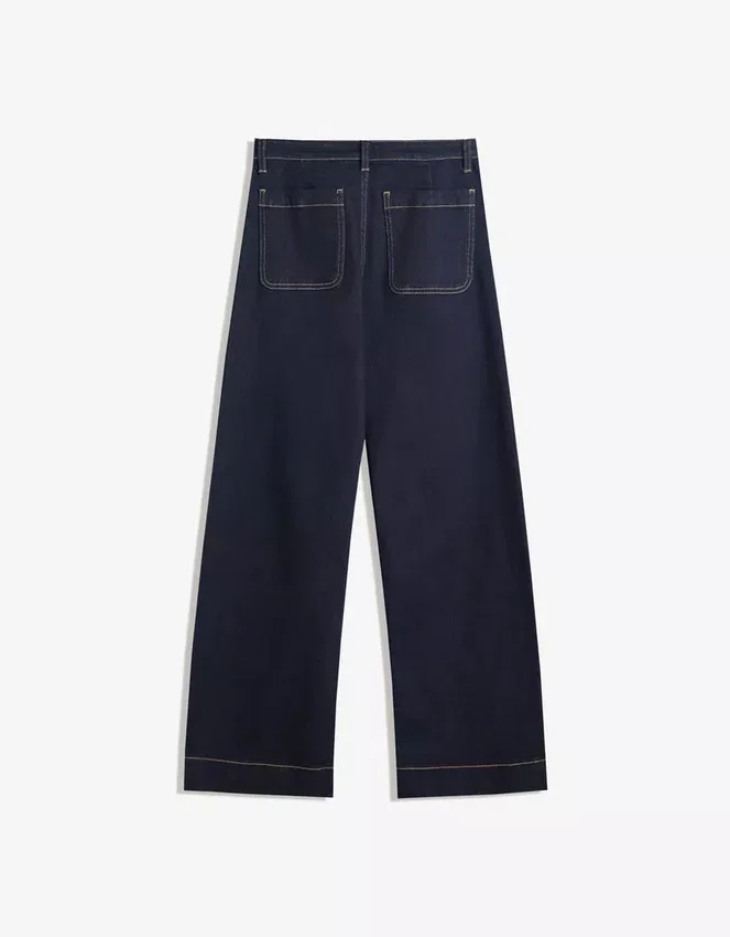 Vaqueros sin costuras de cintura alta y pierna Wide Leg con bolsillos – Pantalones – Mujer Vaqueros sin costuras de cintura alta y pierna Wide Leg con bolsillos – Pantalones – Mujer