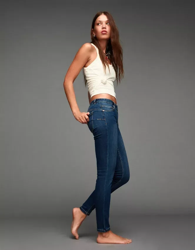 Vaqueros Skinny de talle medio con efecto push-up – Pantalones Vaqueros Skinny de talle medio con efecto push-up – Pantalones