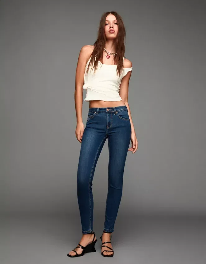 Vaqueros Skinny de talle medio con efecto push-up – Pantalones Vaqueros Skinny de talle medio con efecto push-up – Pantalones