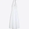 Vestido largo de popelín con cuello halter
