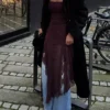 Vestido midi bandeau asimétrico de tul y encaje Vestido midi bandeau asimétrico de tul y encaje