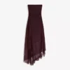 Vestido midi bandeau asimétrico de tul y encaje Vestido midi bandeau asimétrico de tul y encaje