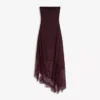 Vestido midi bandeau asimétrico de tul y encaje Vestido midi bandeau asimétrico de tul y encaje