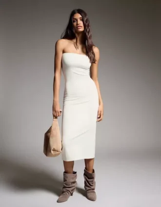 Vestido midi bandeau de punto – Vestidos y monos Vestido midi bandeau de punto – Vestidos y monos