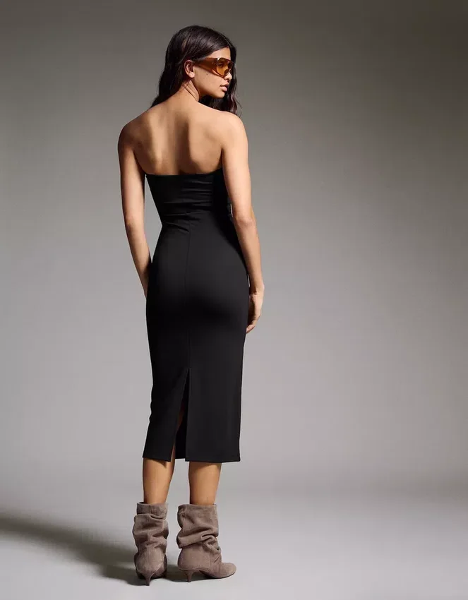 Vestido midi bandeau de punto – Vestidos y monos Vestido midi bandeau de punto – Vestidos y monos
