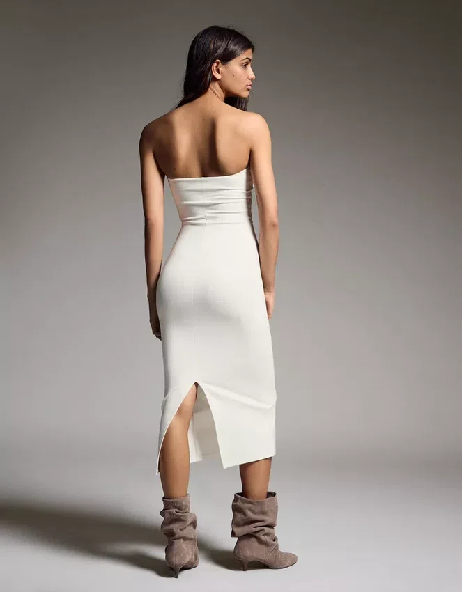 Vestido midi bandeau de punto – Vestidos y monos Vestido midi bandeau de punto – Vestidos y monos