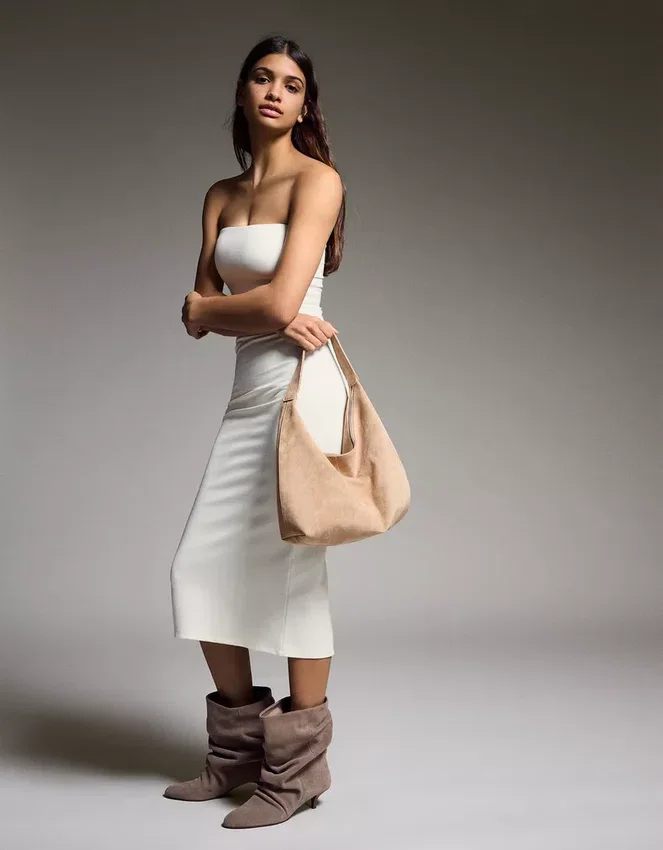 Vestido midi bandeau de punto – Vestidos y monos Vestido midi bandeau de punto – Vestidos y monos