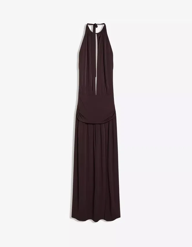Vestido midi con cuello halter Vestido midi con cuello halter