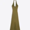Vestido midi con cuello halter