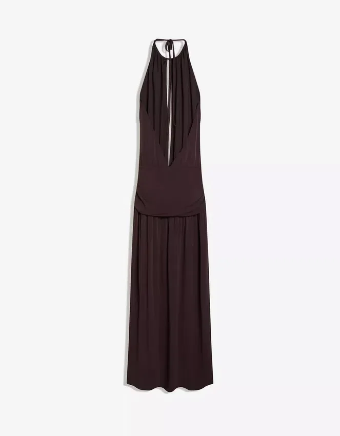Vestido midi con cuello halter Vestido midi con cuello halter