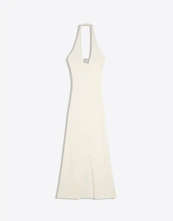 Vestido midi con cuello halter Vestido midi con cuello halter