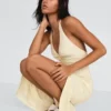 Vestido midi con cuello halter de mezcla de lino – Vestidos y monos Vestido midi con cuello halter de mezcla de lino – Vestidos y monos