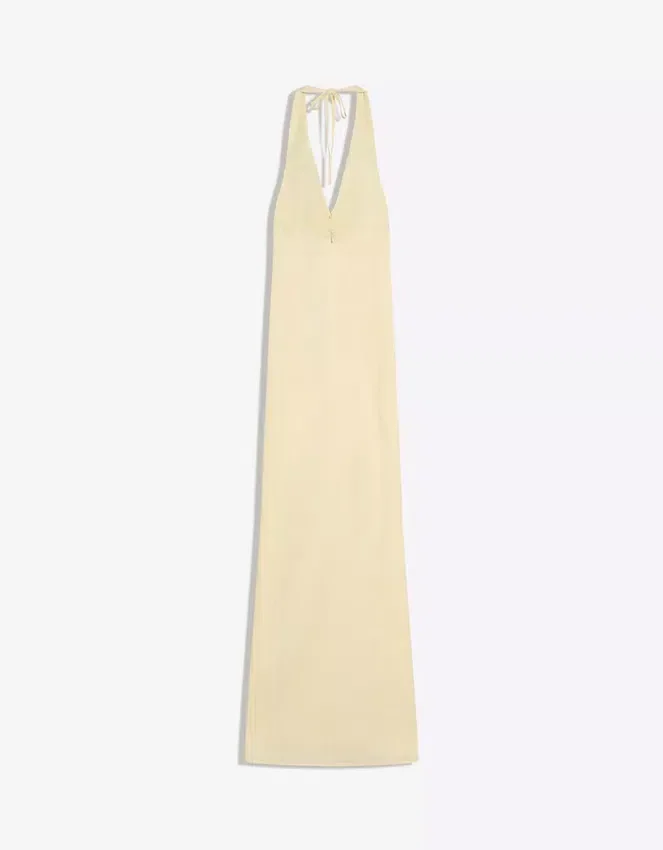 Vestido midi con cuello halter de mezcla de lino – Vestidos y monos Vestido midi con cuello halter de mezcla de lino – Vestidos y monos