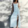 Vestido midi con ribete de encaje