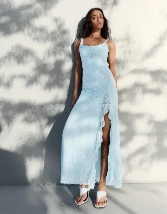 Vestido midi con ribete de encaje Vestido midi con ribete de encaje