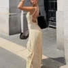Vestido midi con ribete de encaje