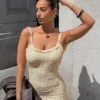 Vestido midi con ribete de encaje