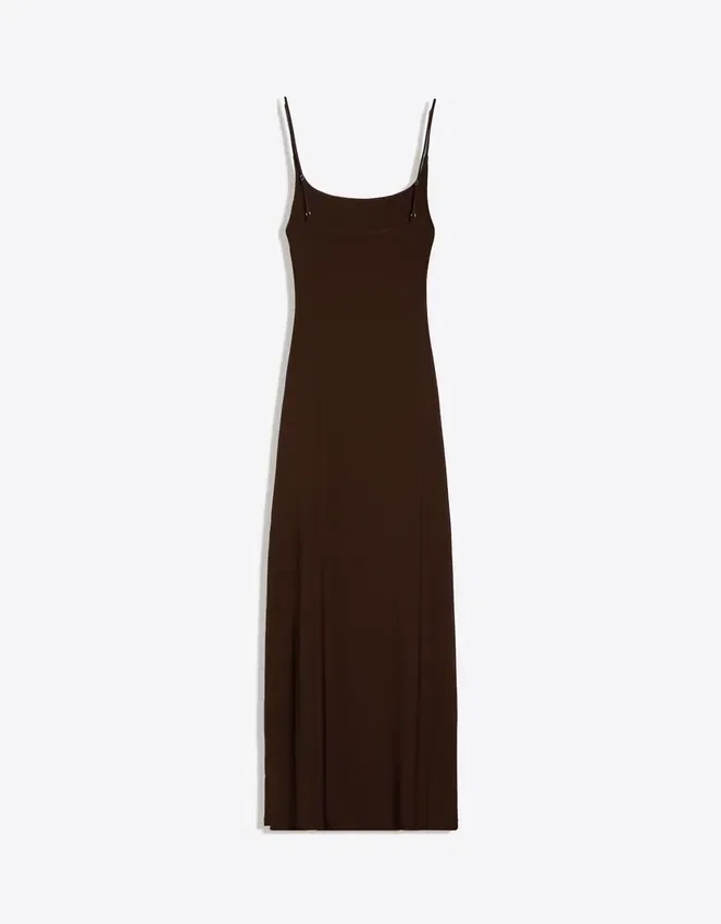 Vestido midi con tirantes y fruncidos Vestido midi con tirantes y fruncidos
