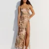 Vestido midi de tul con estampado animal Vestido midi de tul con estampado animal