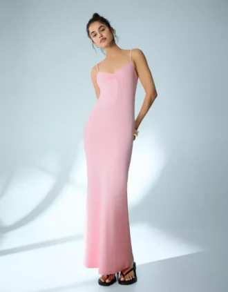 Vestido midi fruncido con tirantes – Vestidos y monos