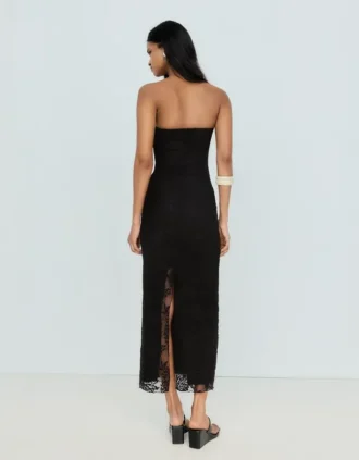 Vestido midi rústico tipo bandeau
