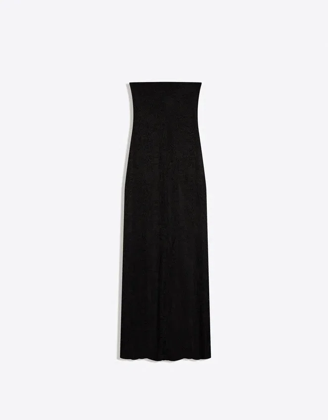 Vestido midi rústico tipo bandeau Vestido midi rústico tipo bandeau