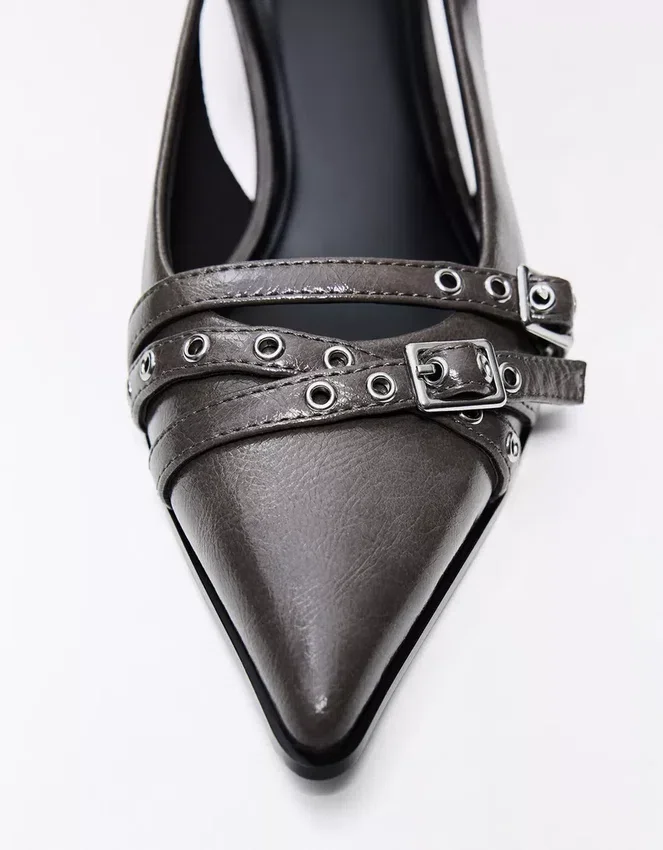 Zapatos de tacón bajo con hebilla y talón abierto – Zapatos de tacón Zapatos de tacón bajo con hebilla y talón abierto – Zapatos de tacón