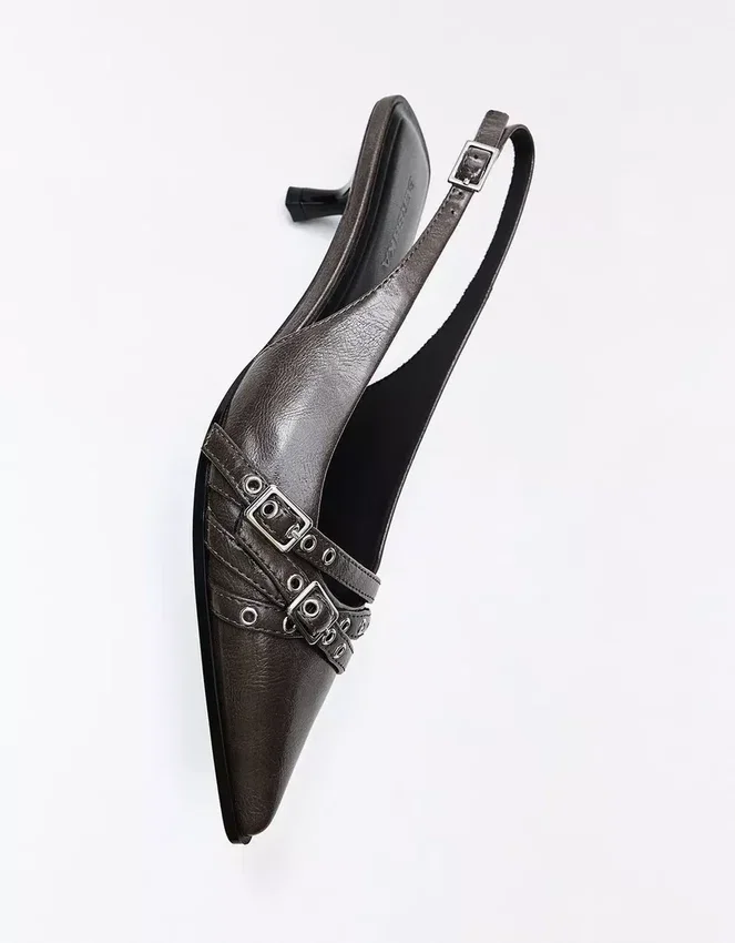 Zapatos de tacón bajo con hebilla y talón abierto – Zapatos de tacón Zapatos de tacón bajo con hebilla y talón abierto – Zapatos de tacón