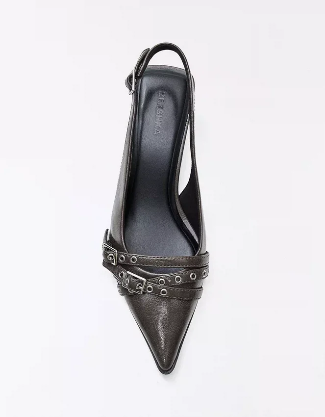 Zapatos de tacón bajo con hebilla y talón abierto – Zapatos de tacón Zapatos de tacón bajo con hebilla y talón abierto – Zapatos de tacón