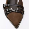 Zapatos de tacón bajo con hebillas y talón abierto – Zapatos de tacón