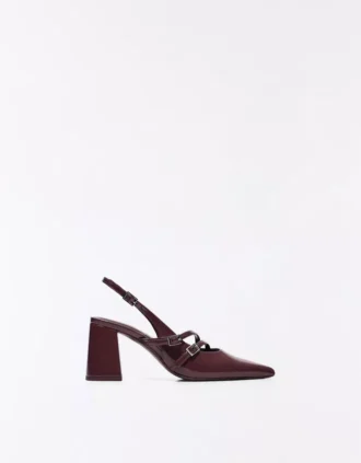 Zapatos de tacón grueso con hebillas y talón abierto – Zapatos de tacón Zapatos de tacón grueso con hebillas y talón abierto – Zapatos de tacón